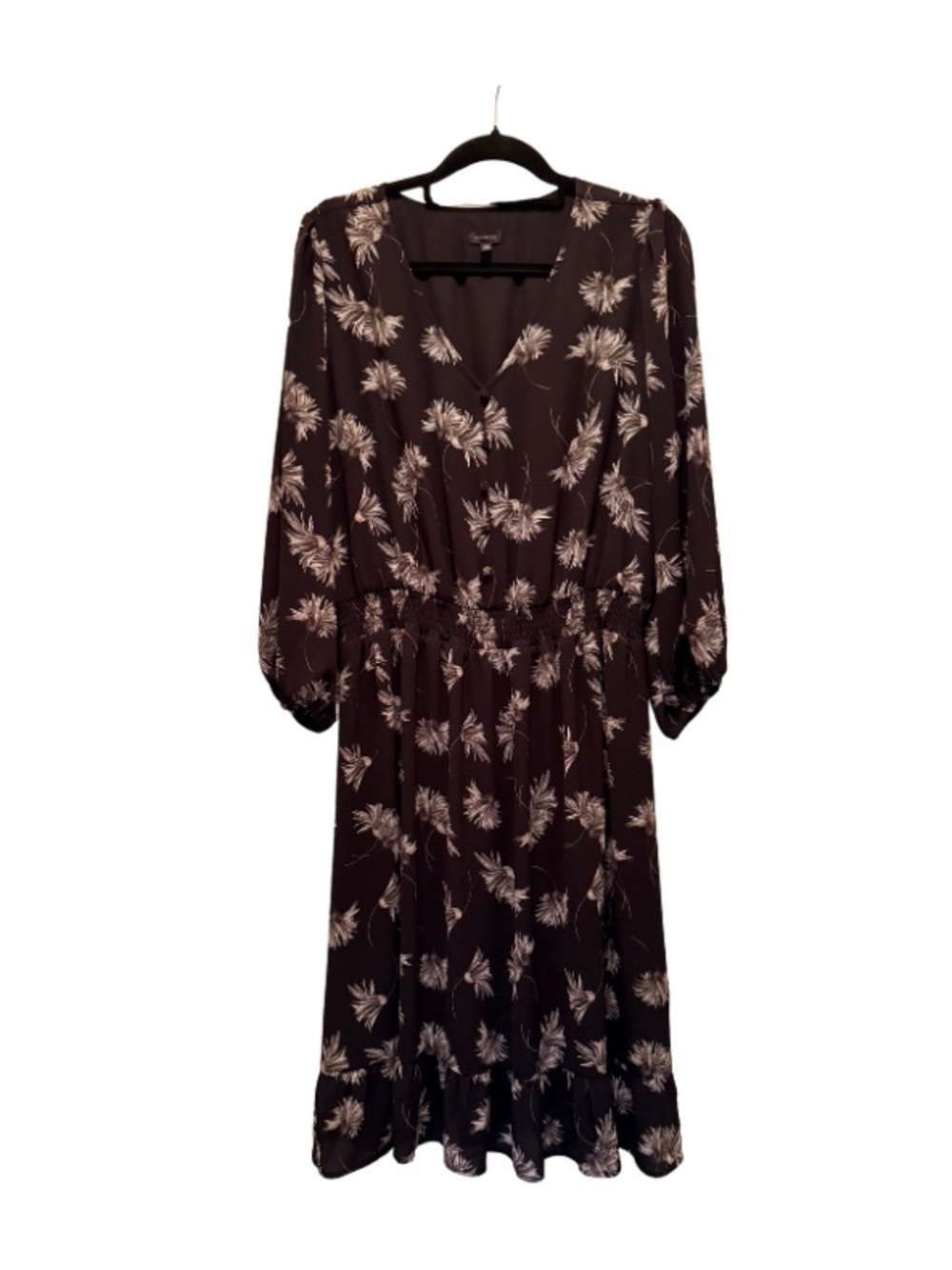Talbots Stretch Crepe Midi Dress Chrysanthemum Bloom Size 16